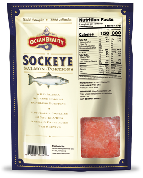 Frozen Wild-Caught Seafood Value Pack, Sockeye Salmon Fillets at